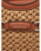 Siria Girlfriend papieren handtas naturel en karamel - 39x23x8 cm