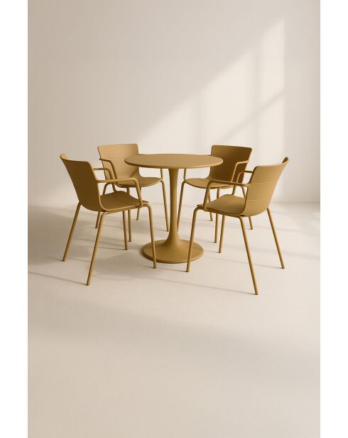 Ensemble de table/4 fauteuils en polypopylène et métal Montauk ocre
