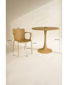 Montauk okerkleurige tafelset/4 fauteuils in polypropyleen en metaal