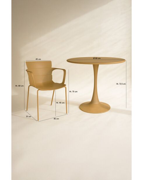 Ensemble de table/4 fauteuils en polypopylène et métal Montauk ocre