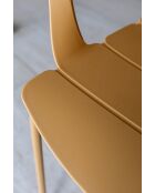 Montauk okerkleurige tafelset/4 fauteuils in polypropyleen en metaal