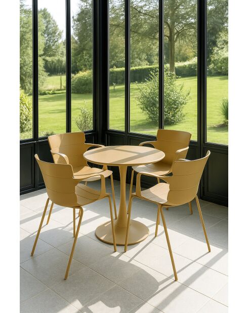 Ensemble de table/4 fauteuils en polypopylène et métal Montauk ocre