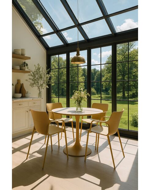 Ensemble de table/4 fauteuils en polypopylène et métal Montauk ocre