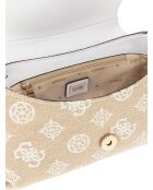 Bandolera Beyza con solapa y logo blanco - 26x14x4,5 cm