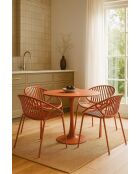 Ensemble de table/4 fauteuils de table polypropylène et métal Calypso brique