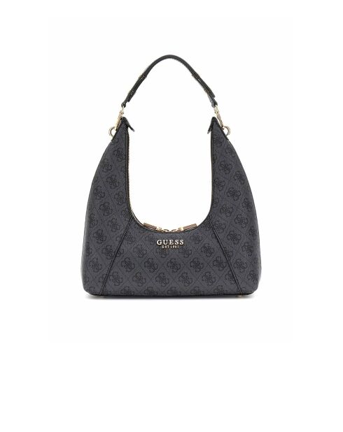 Calista schoudertas met ritssluiting met houtskoollogo - 26x12x8 cm