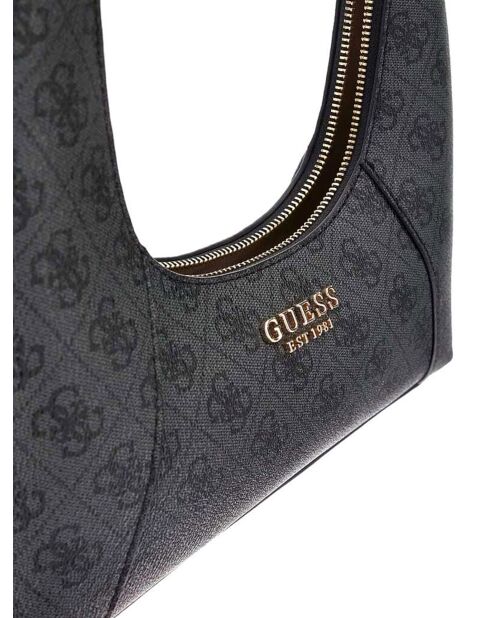 Calista schoudertas met ritssluiting met houtskoollogo - 26x12x8 cm