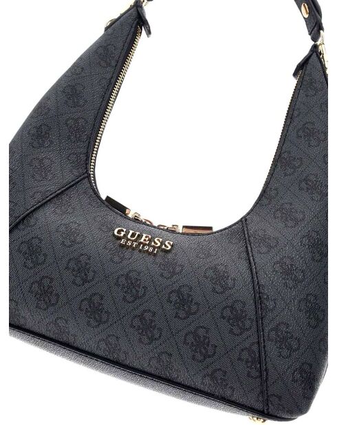 Calista schoudertas met ritssluiting met houtskoollogo - 26x12x8 cm