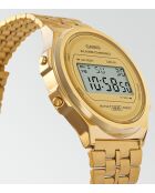 Montre-bracelet unisex numérique en acier inoxydable dorée