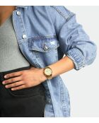 Montre-bracelet unisex numérique en acier inoxydable dorée