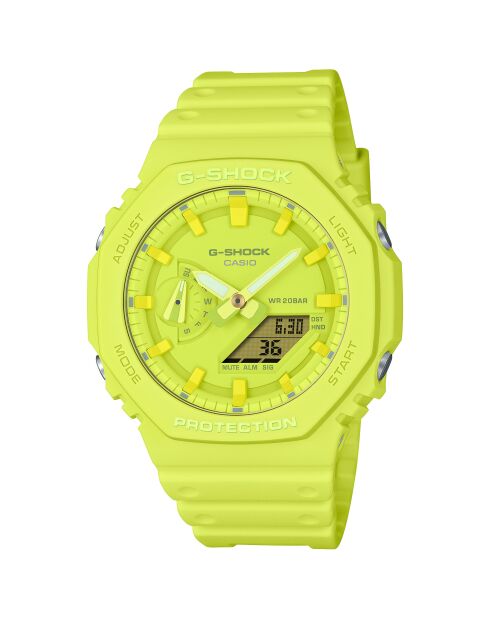 Montre-bracelet homme anadigi en résine jaune fluo