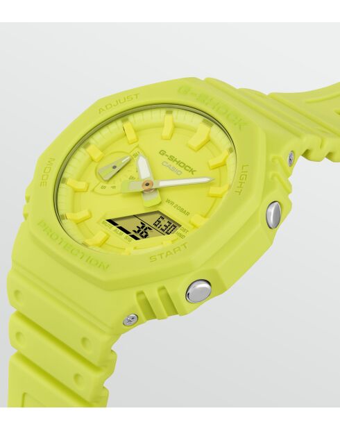 Montre-bracelet homme anadigi en résine jaune fluo