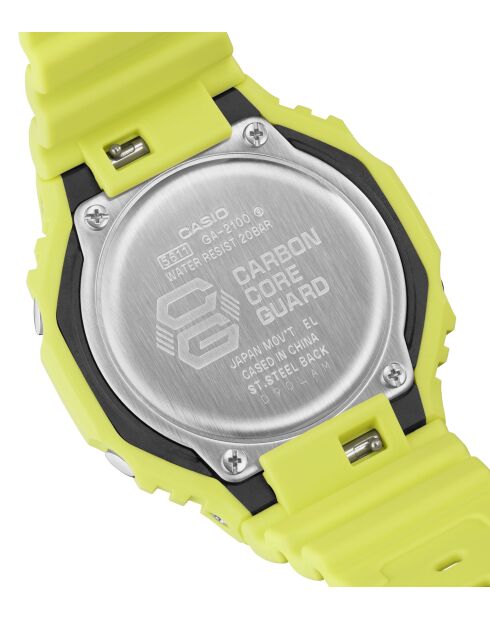 Montre-bracelet homme anadigi en résine jaune fluo