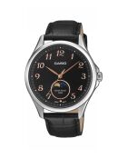 Orologio da polso analogico da uomo in pelle grigio/nera metallizzata