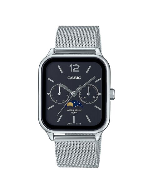 Montre-bracelet homme analogique en maille milanais gris métallisé / gris métallisé / noire