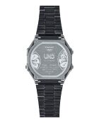 Montre-bracelet unisex numérique en acier inoxydable noire