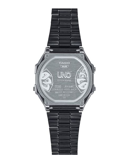 Montre-bracelet unisex numérique en acier inoxydable noire