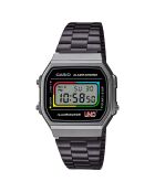 Montre-bracelet unisex numérique en acier inoxydable noire