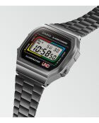 Montre-bracelet unisex numérique en acier inoxydable noire