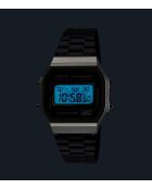 Montre-bracelet unisex numérique en acier inoxydable noire