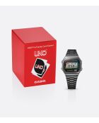 Montre-bracelet unisex numérique en acier inoxydable noire