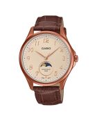 Montre-bracelet homme analogique en cuir marron / or rose / marron