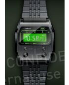 Montre-bracelet unisex numérique en acier inoxydable noire