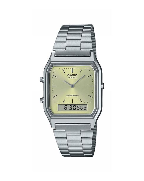 Montre-bracelet unisex anadigi en acier inoxydable champagne