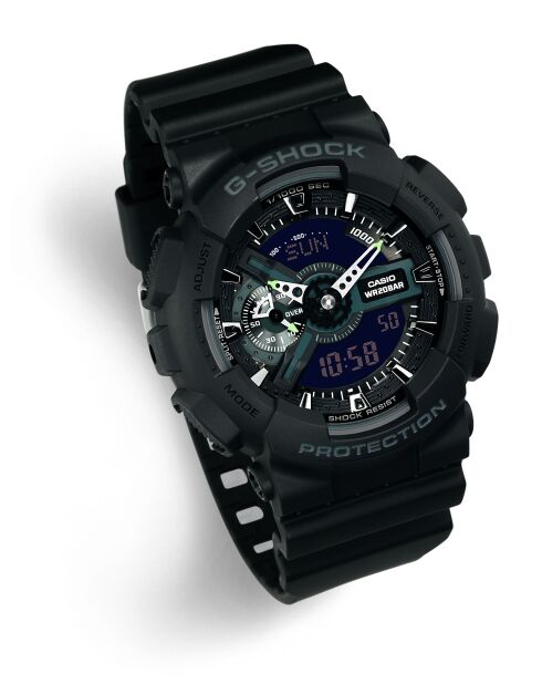 Montre-bracelet homme anadigi en résine noire