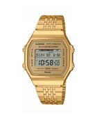 Montre-bracelet unisex numérique en acier inoxydable dorée