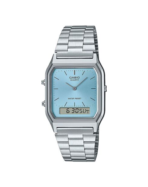 Montre-bracelet unisex anadigi en acier inoxydable bleu turquoise