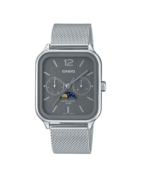 Montre-bracelet homme analogique en maille milanais gris métallisé / gris métallisé / grise