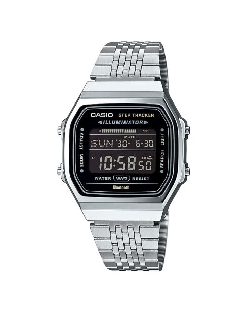 Montre-bracelet unisex numérique en acier inoxydable argentéee