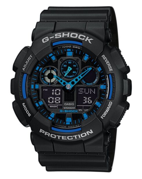 Montre-bracelet homme anadigi en résine noire