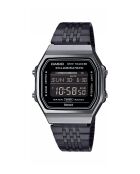 Montre-bracelet unisex numérique en acier inoxydable noire