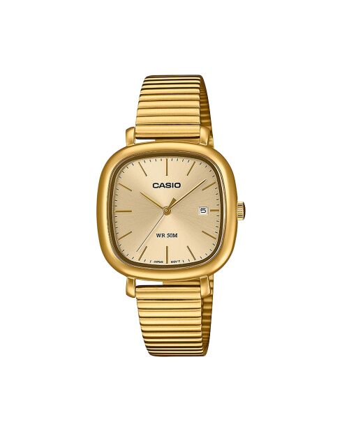 Montre-bracelet homme analogique en acier inoxydable dorée / champagne