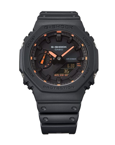 Montre-bracelet homme anadigi en résine noire / orange