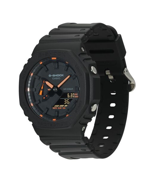 Montre-bracelet homme anadigi en résine noire / orange