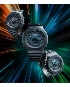 Orologio da polso da uomo Anadigi in resina nera/arancione