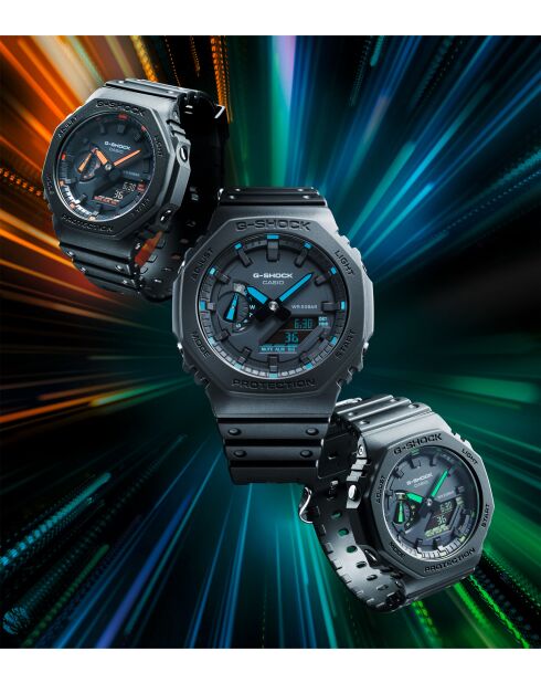 Orologio da polso da uomo Anadigi in resina nera/arancione