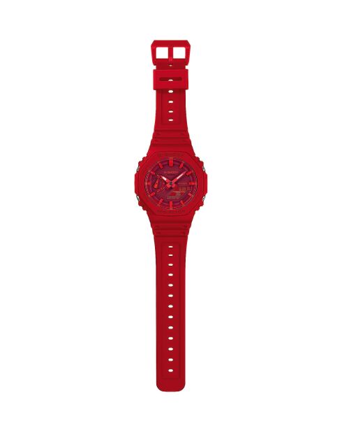 Montre-bracelet homme anadigi en résine rouge