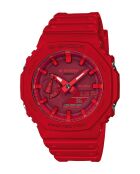 Montre-bracelet homme anadigi en résine rouge