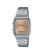 Montre-bracelet unisex anadigi en acier inoxydable rose poudré