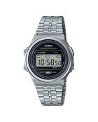 Montre-bracelet unisex numérique en acier inoxydable argentéee