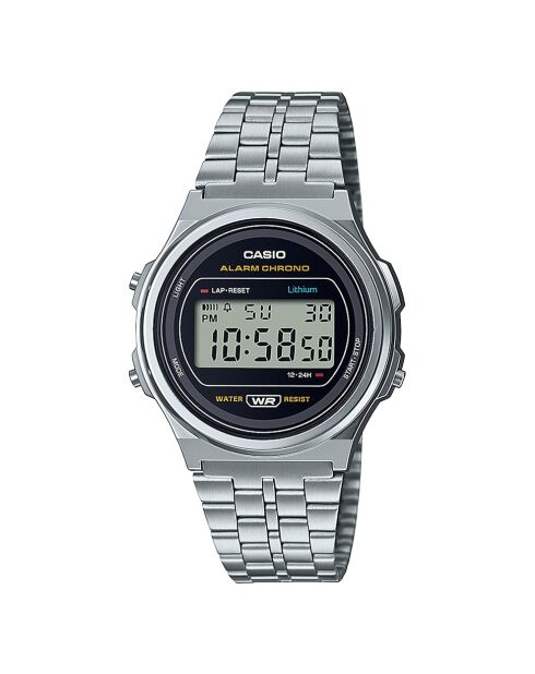 Montre-bracelet unisex numérique en acier inoxydable argentéee