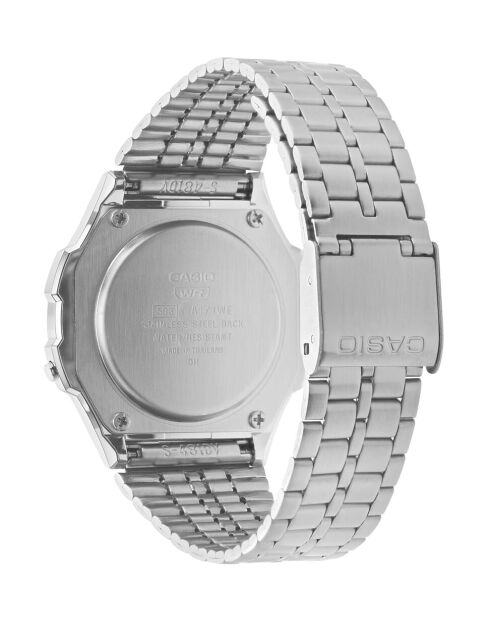 Montre-bracelet unisex numérique en acier inoxydable argentéee