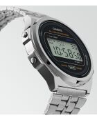 Montre-bracelet unisex numérique en acier inoxydable argentéee