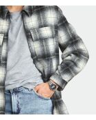 Montre-bracelet unisex numérique en acier inoxydable argentéee