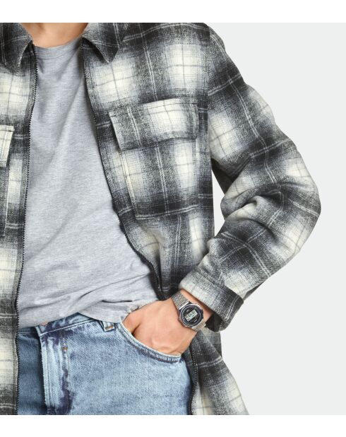 Montre-bracelet unisex numérique en acier inoxydable argentéee