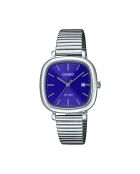 Orologio da polso analogico da uomo in acciaio inossidabile grigio metallizzato/blu turchese